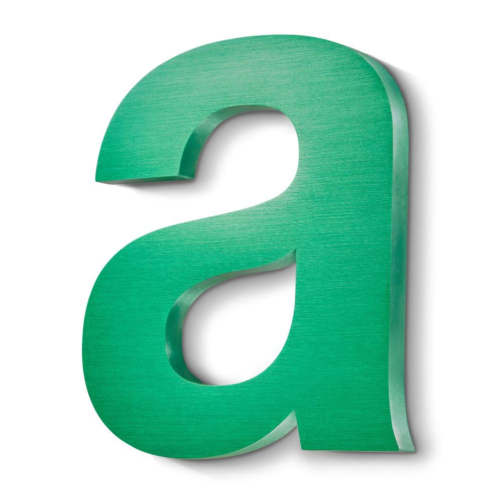 Anodised green built up letter