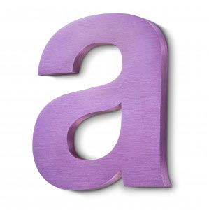 purple anodised letter