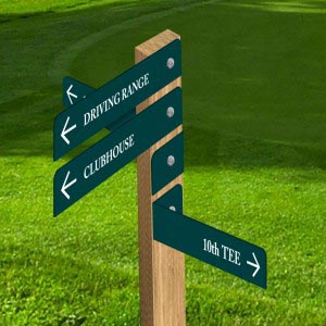 Hybrid finger post - Golf course sign