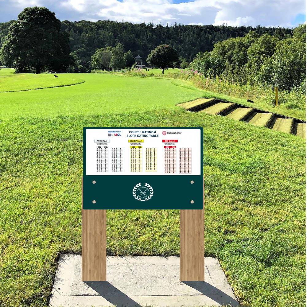 Hybrid lectern style information sign - Golf course sign