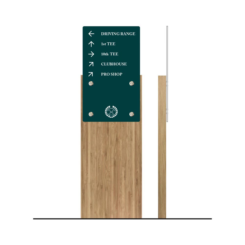 HYBRID WAYFINDING POST - SUSTAINABLE BAMBOO COMPOSITE GOLF SIGN