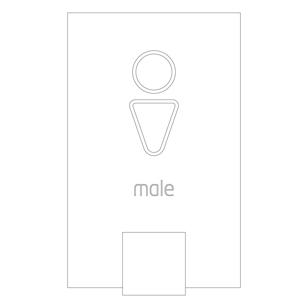Male symbol - Font Design 1 -LED illuminated room sign