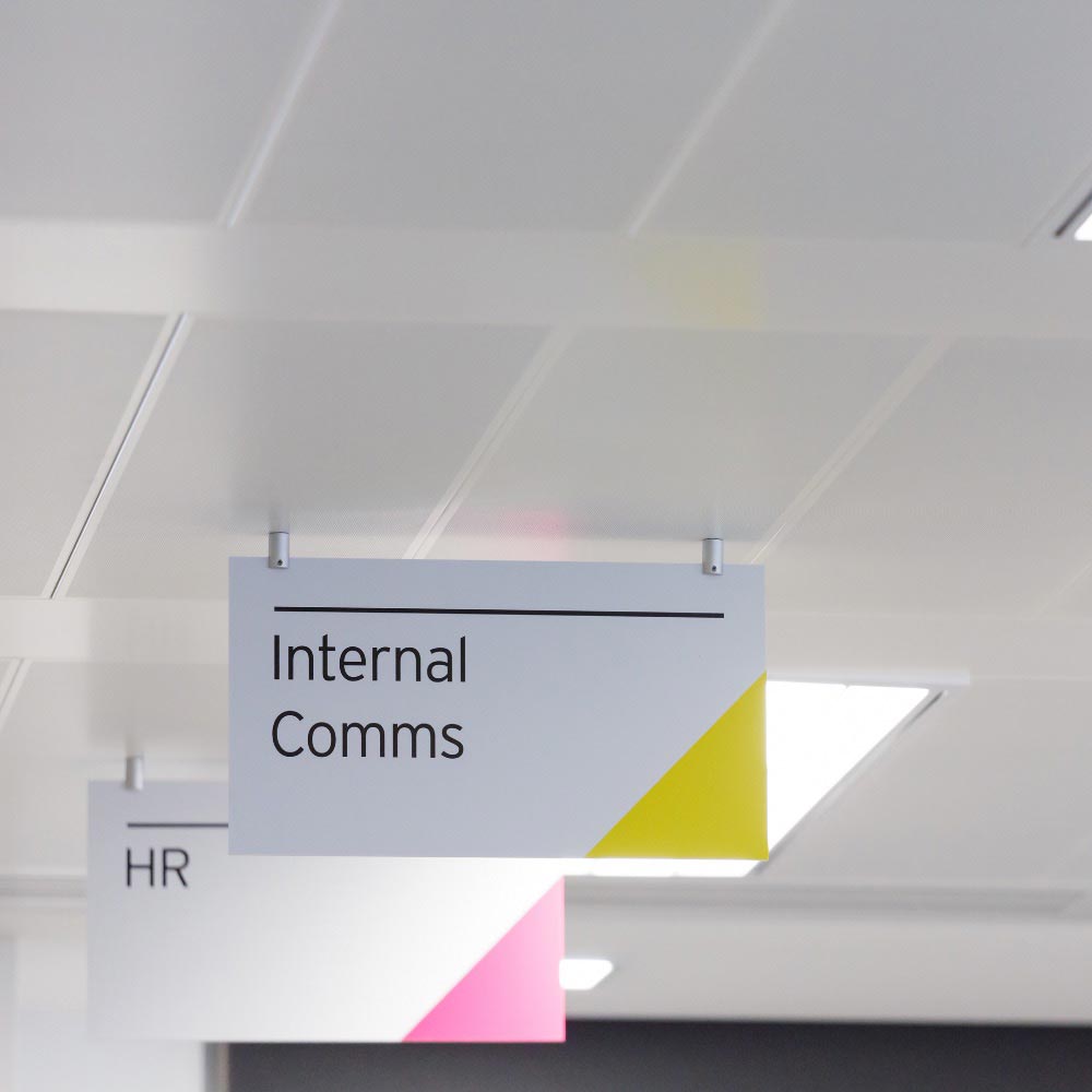 Magnetic sign system ceiling mounted