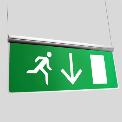 Fire Exit Sign, Ceiling Mounted - Blade - Arrow Down