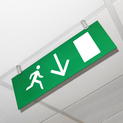 Fire Exit Sign, Magnetic Ceiling Fixing, Down Arrow