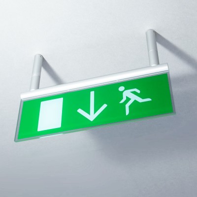 Suspended fire exit sign