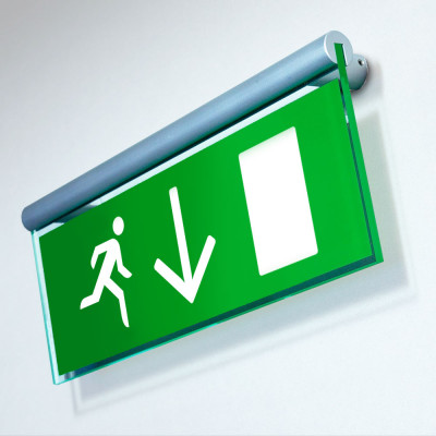 Fire Exit Sign - Wall Mounted Signslot - Down Arrow