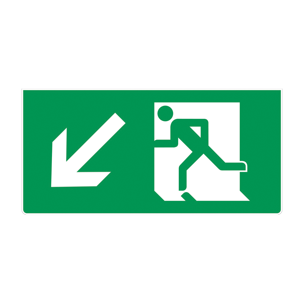 Fire Exit Sign - LEFT DOWN