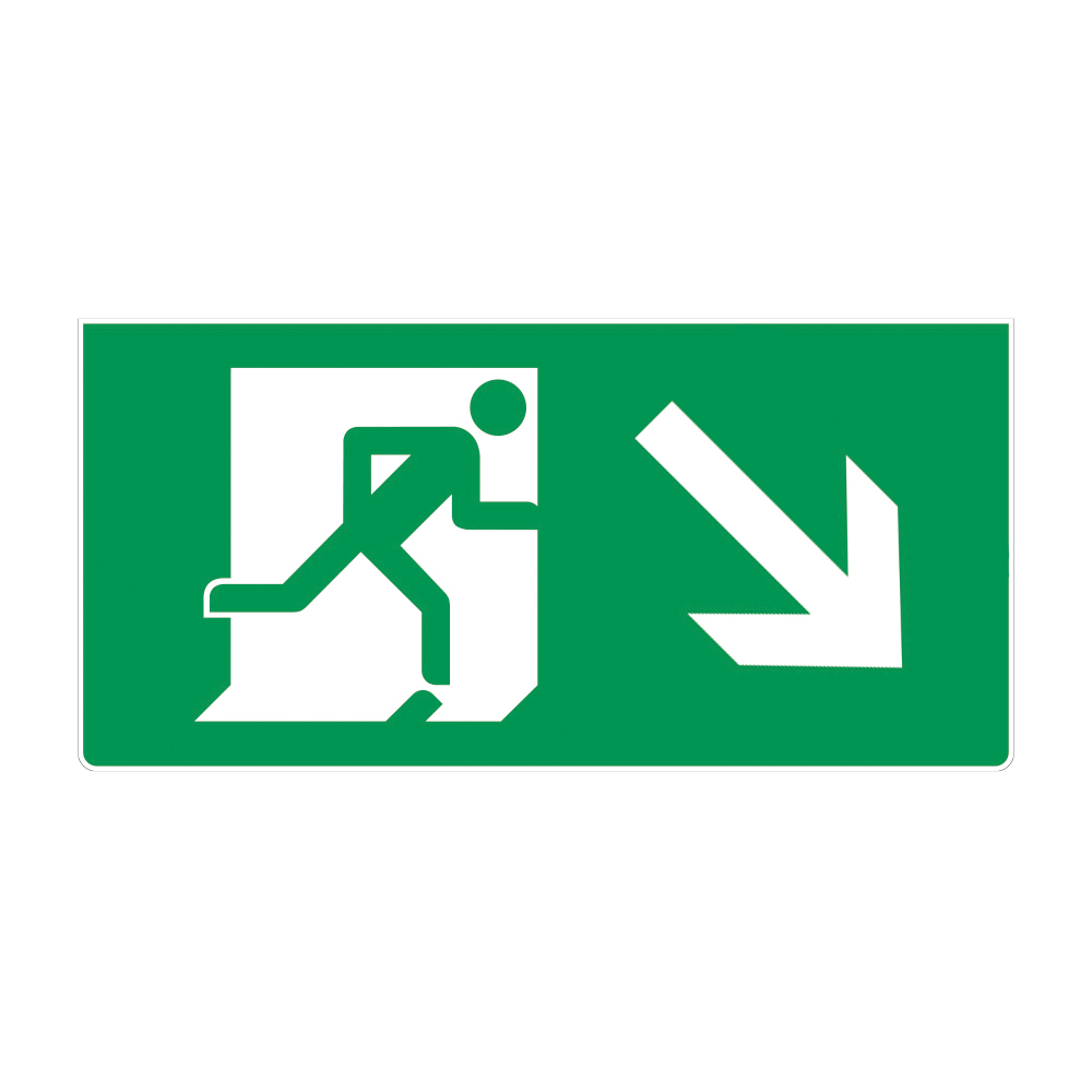 Fire Exit Sign - RIGHT DOWN