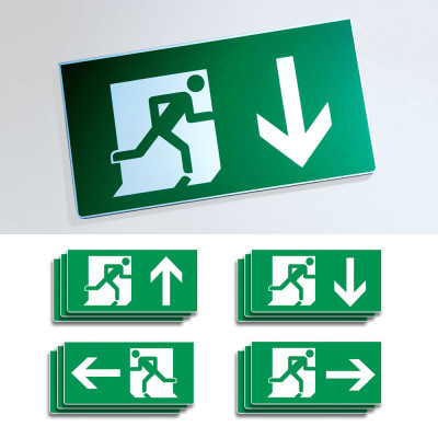 Wall Mounted Fire Exit Sign - set of 12
