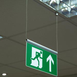 Ceiling suspended fire exit sign
