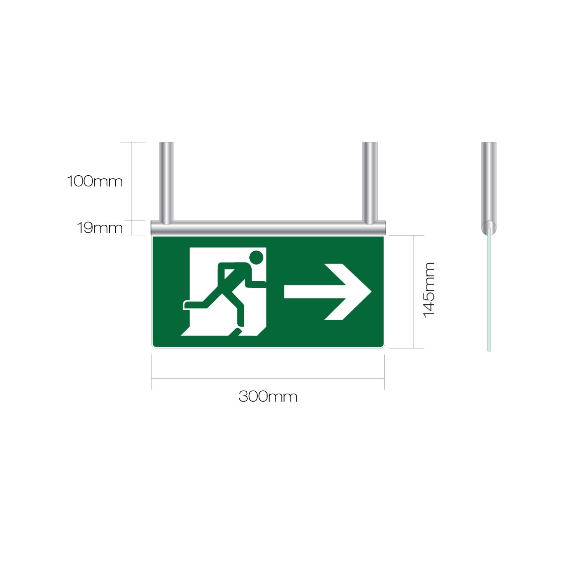 Fire Exit Sign - Signslot Ceiling Mounted 