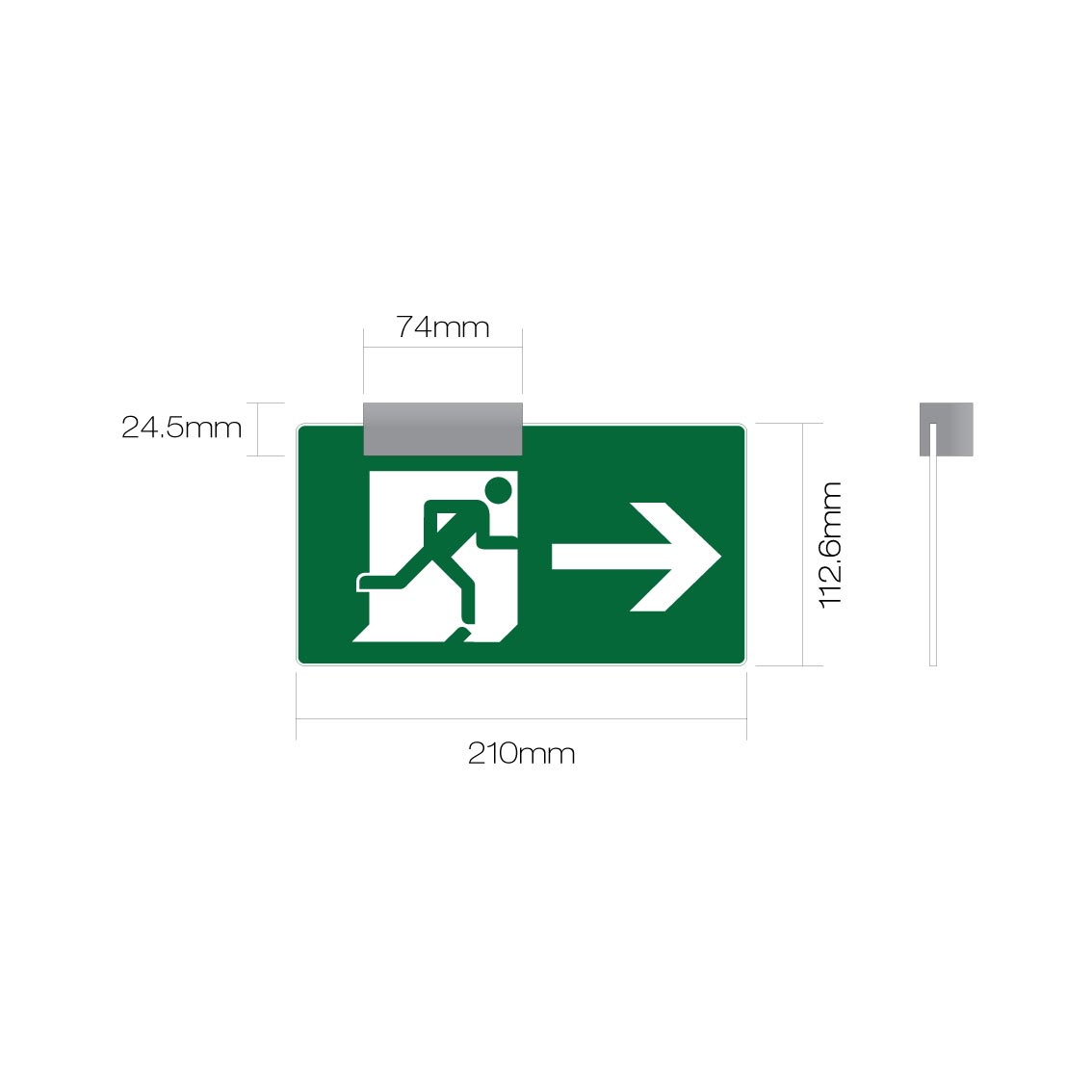 Wall-mounted fire exit sign