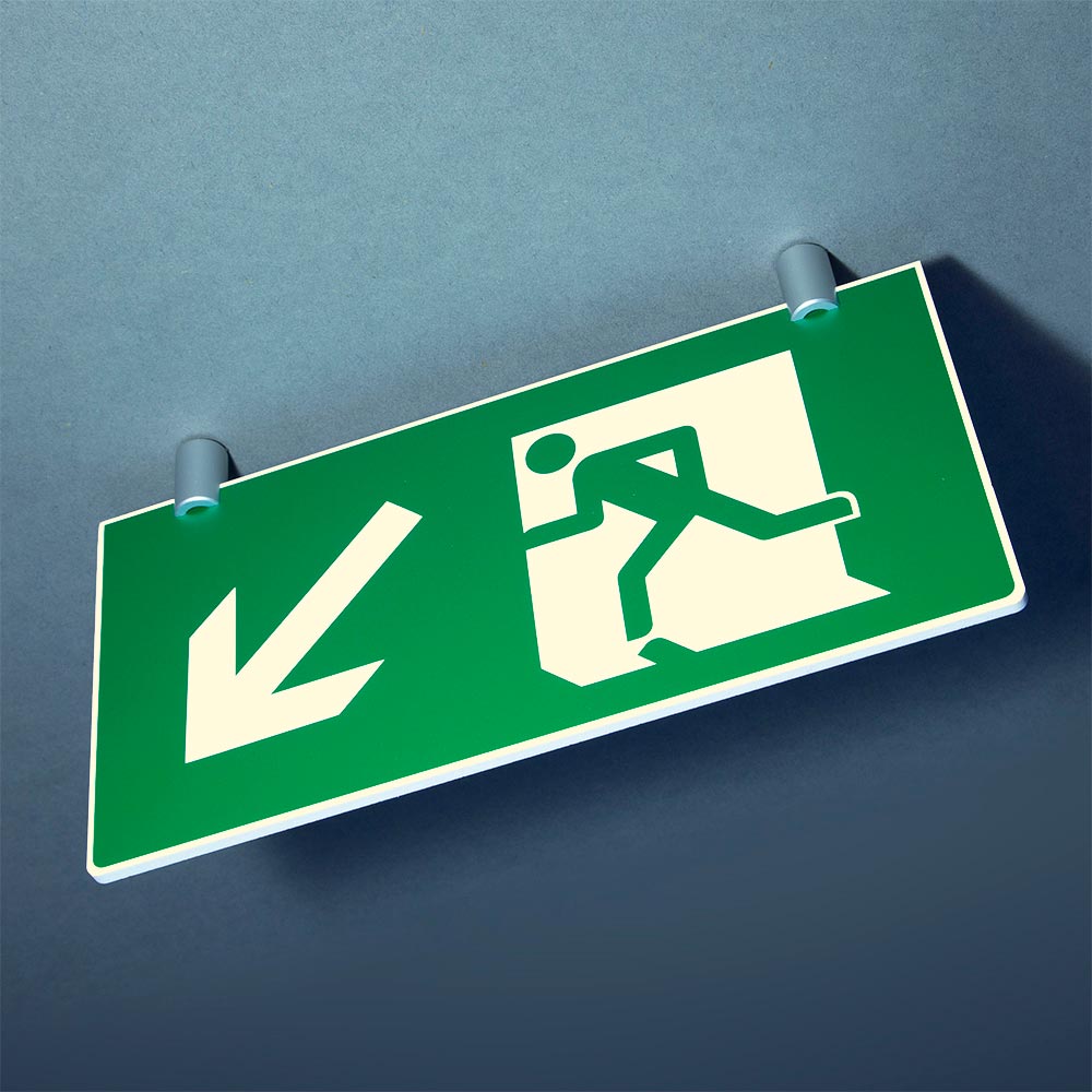 EN7010 MAGFIX - Photoluminescent ceiling suspended fire exit sign - Magnetic