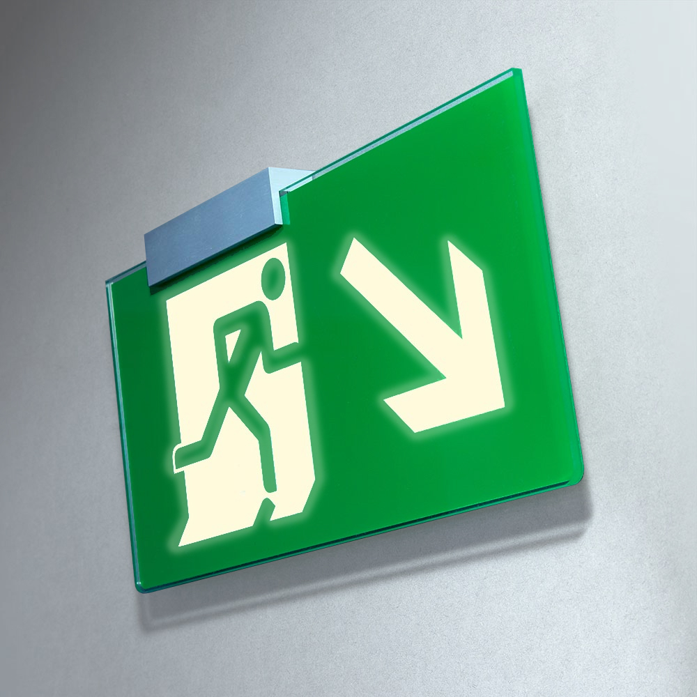 EN ISO 7010 -  XBLOCK - PHOTOLUMINESCENT - FIRE EXIT SAFETY SIGN