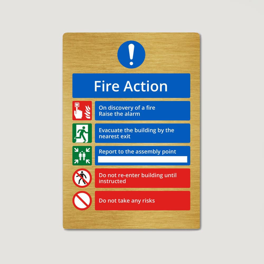 Fire Action Sign Fire Action Sign