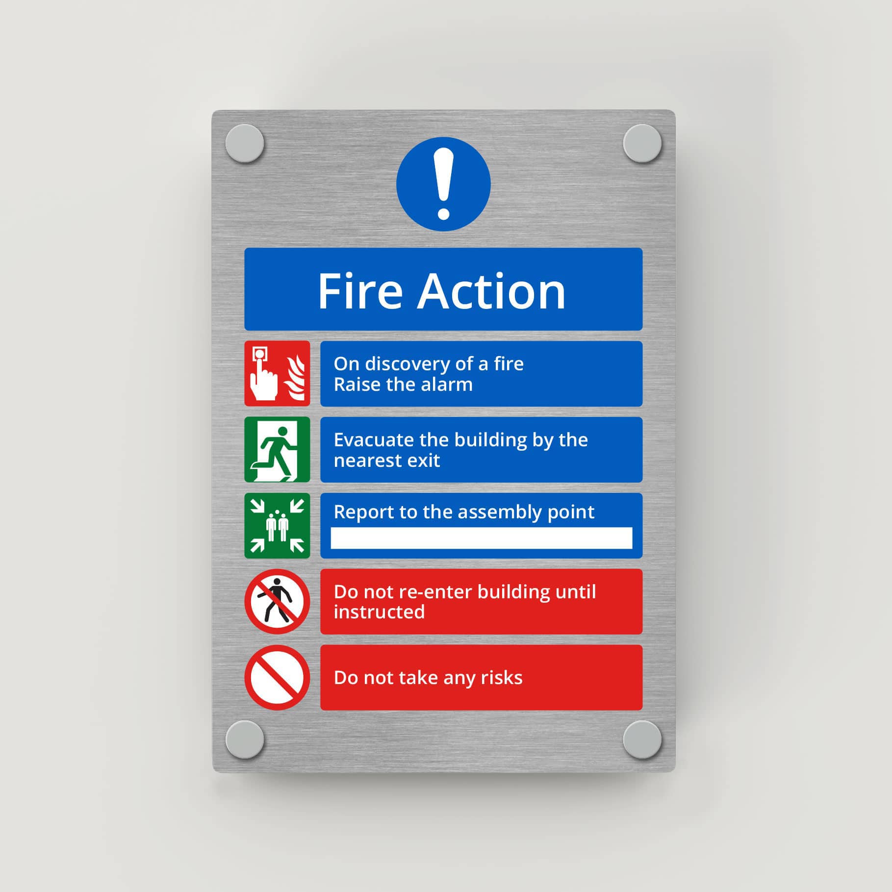 Fire Action Sign Fire Action Sign