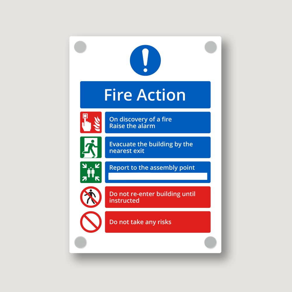 Fire Action Sign Fire Action Sign