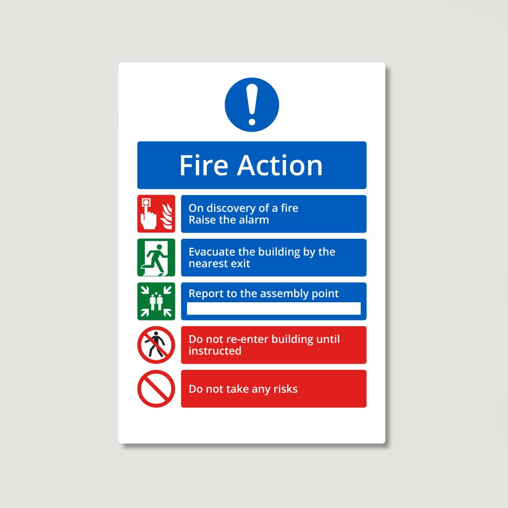 Fire Action Sign Fire Action Sign