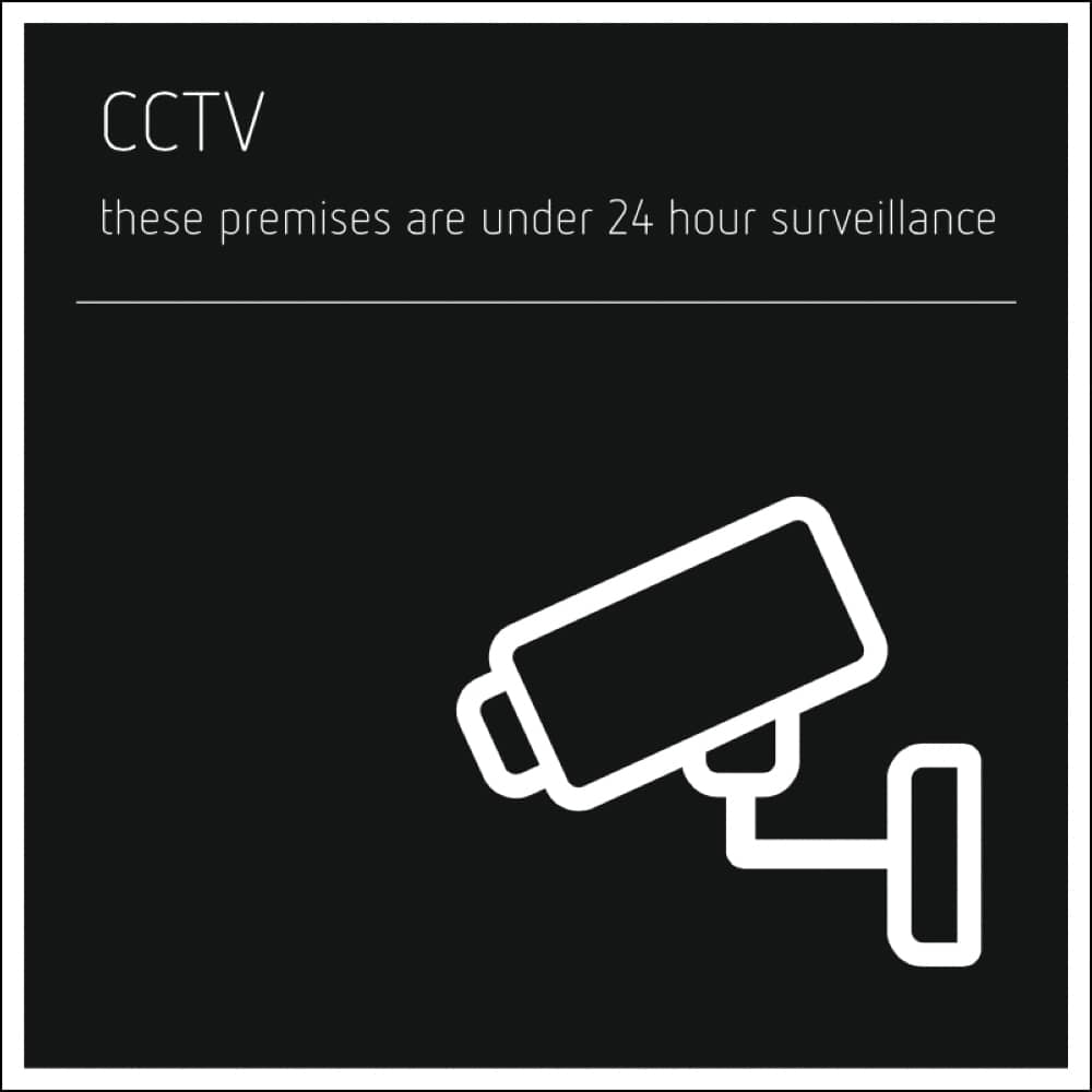 CCTV Sign - white acrylic with black print