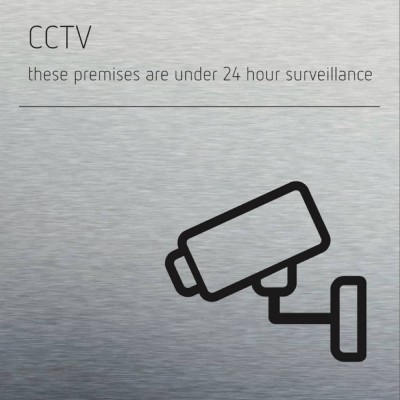 CCTV Sign - Brushed material with black text
