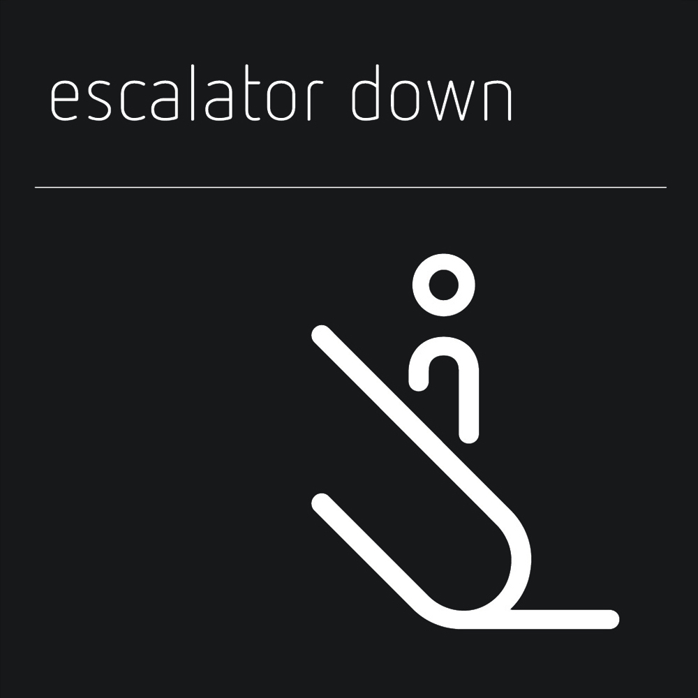 Matt Black Range Icon Signs - Escalator