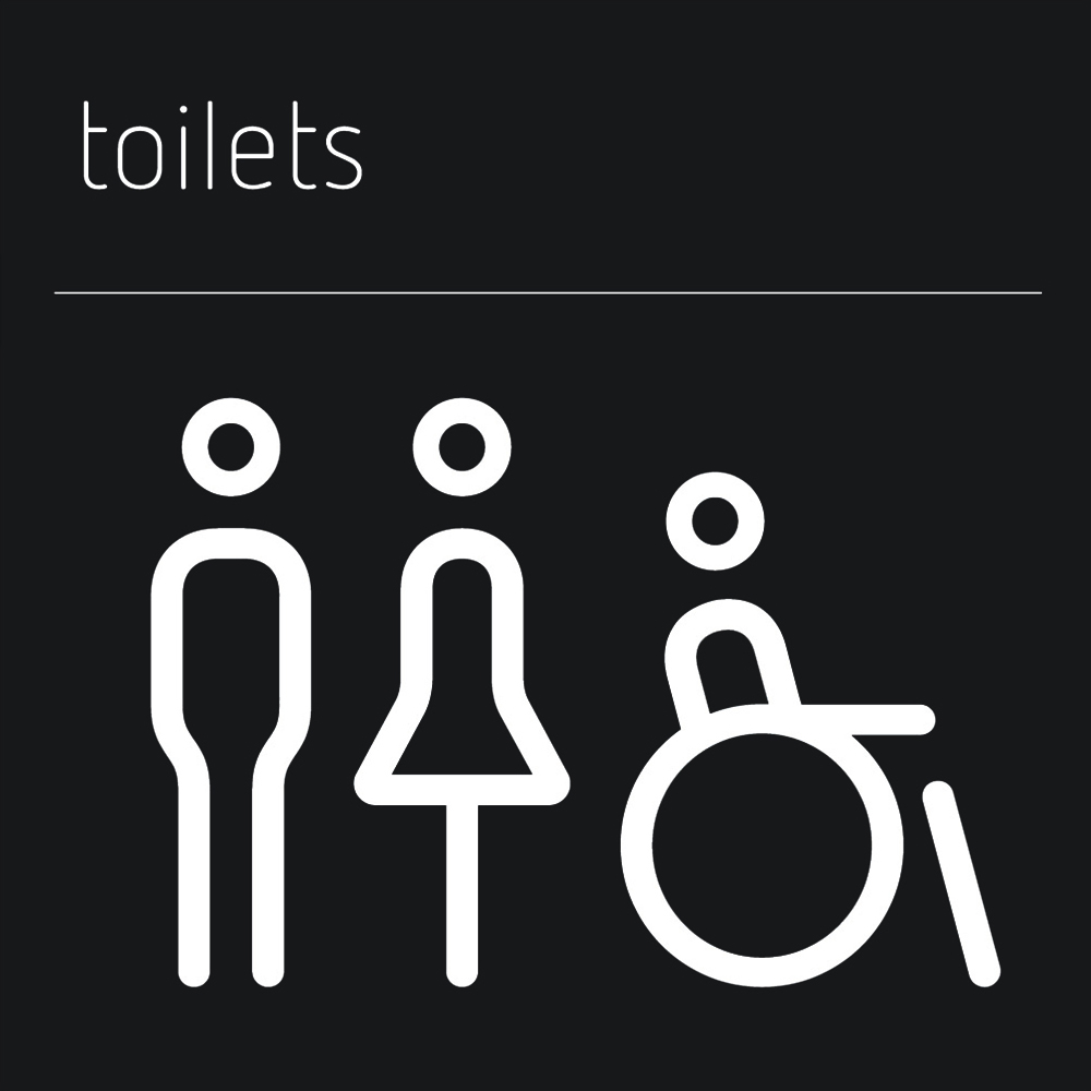 Matt Black Range Icon Signs - Toilets